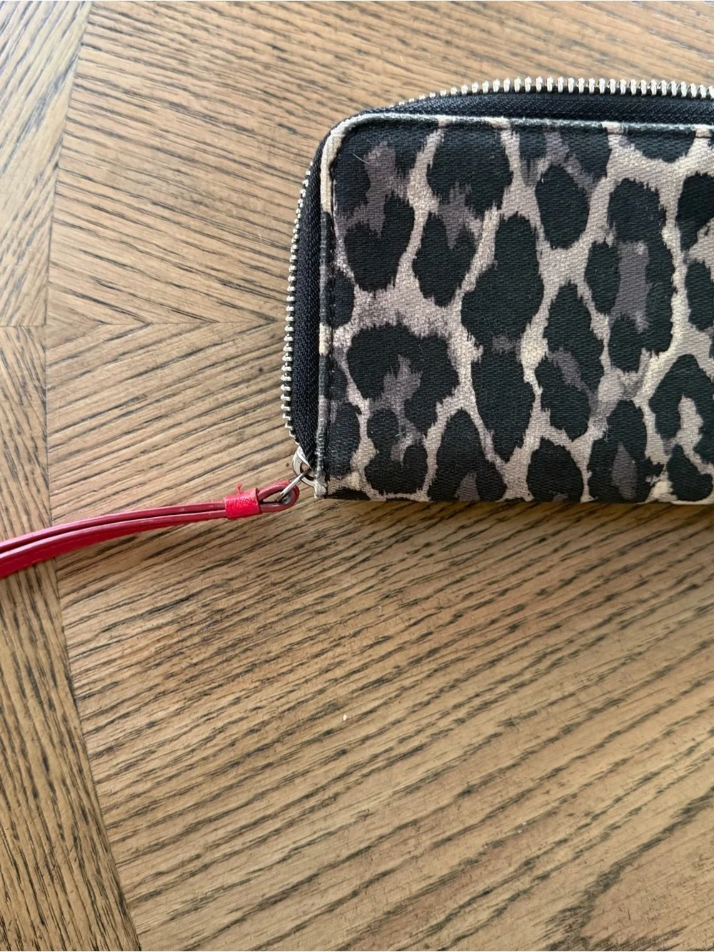 Coach Leopard Print Wristlet with Red Trim